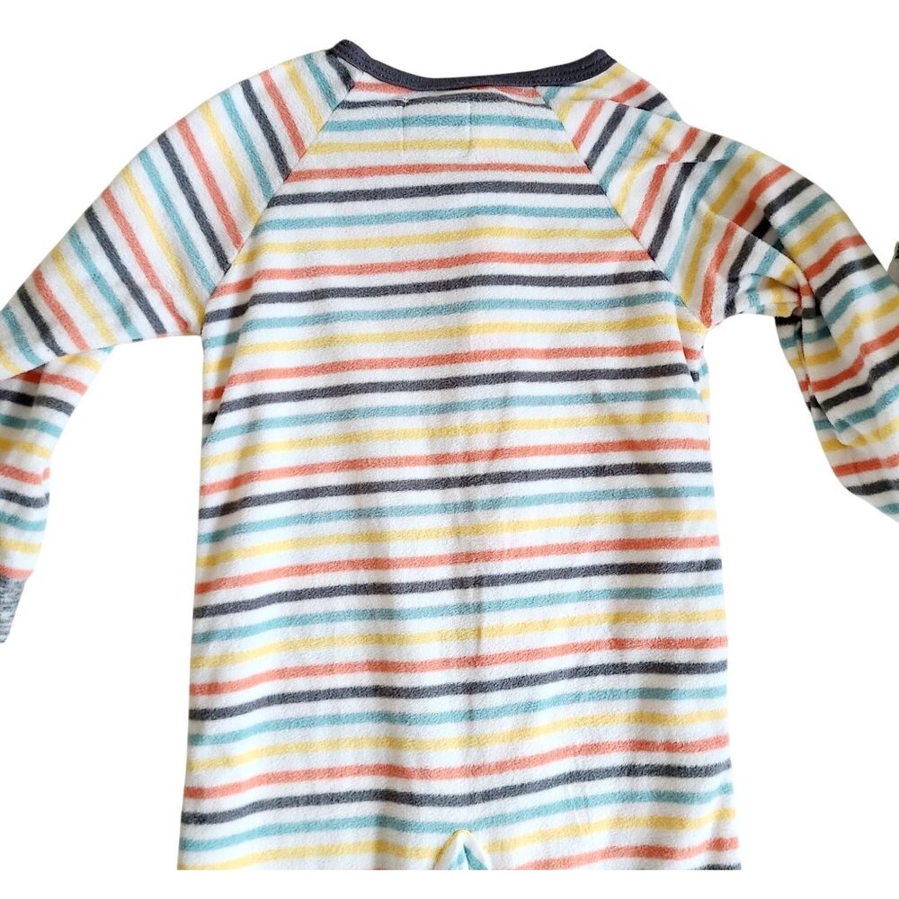 Baby Footed Pajamas Set Of 3 Size 2T & 4T Cozy Fleece With Vehicles & Stripes - Picture 15 of 16